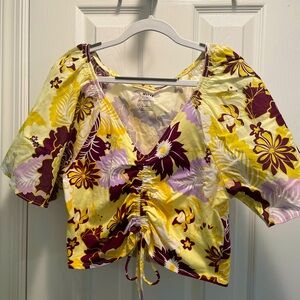 Anthropologie Crop Floral Shirt